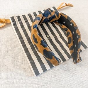 Lele Sadoughi Corduroy Knotted Leopard Headband